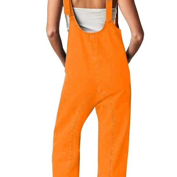 FREE PEOPLE NWT HIGH ROLLER HI C OVERALLS ORANGE XL - Picture 2 of 8